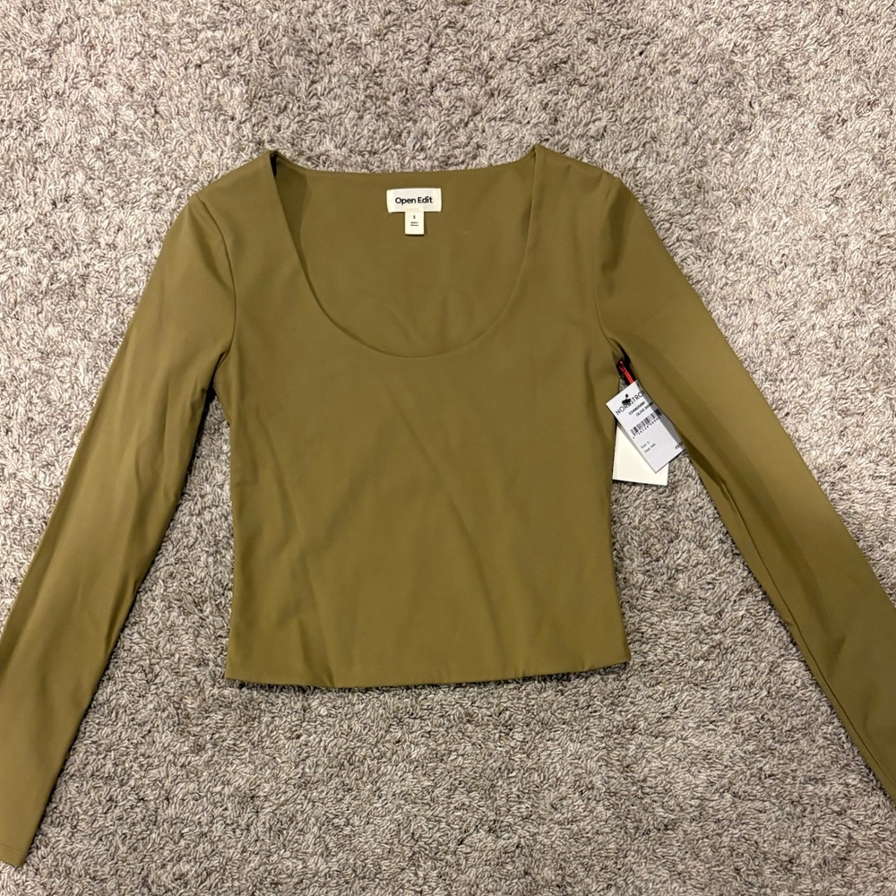 Nordstrom Olive Green Long Sleeve Top